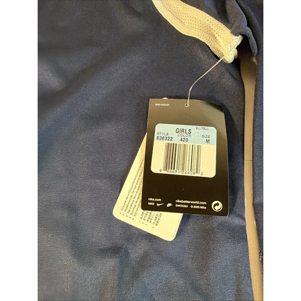 Nike Youth Girl's Long Sleeve Volleyball Jersey Youth Medium Navy White 836322
